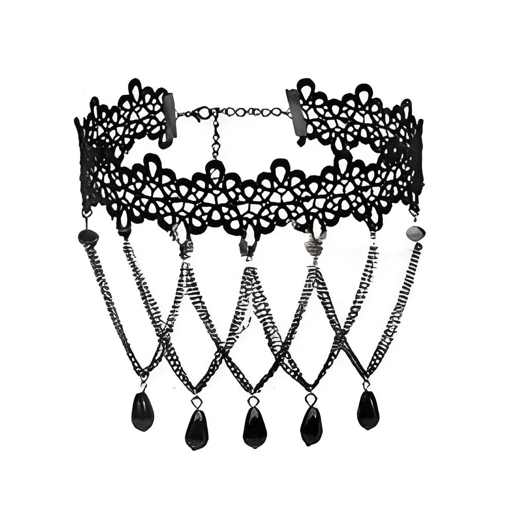 Lady Chokers Leaf Tassel Women Neck Jewelry Accessory Girl Lace Gothic Vintage Sexy Fashion Velvet Rose Beads Flower Necklace