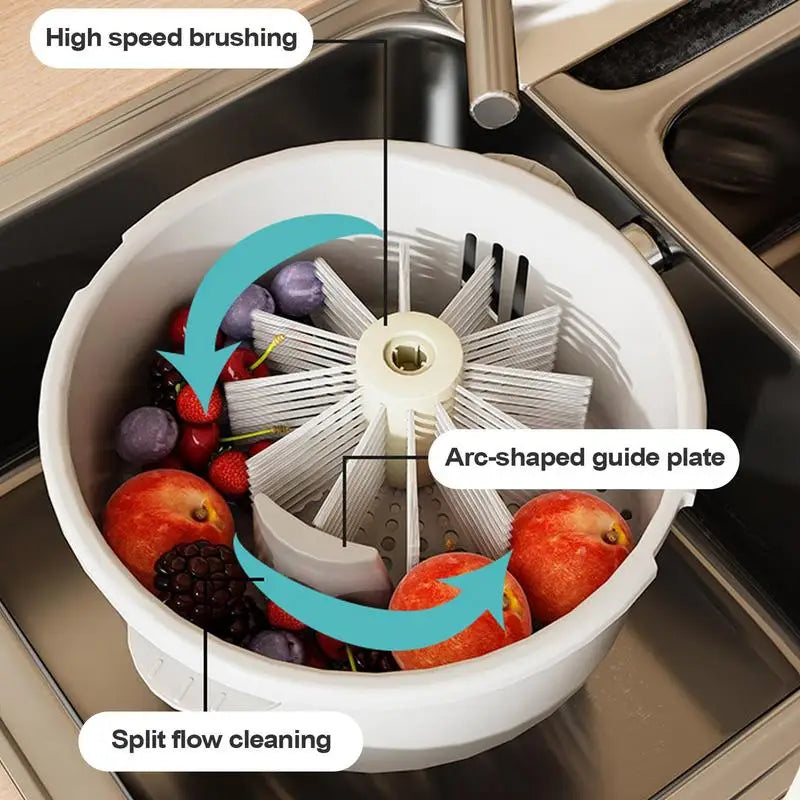 Fruit Veggie Bowl Electric Cleaning Dryer Fruit Vegetable Dry and Wet Separation Draining Salad Spinner Vegetable Washer Spinner
