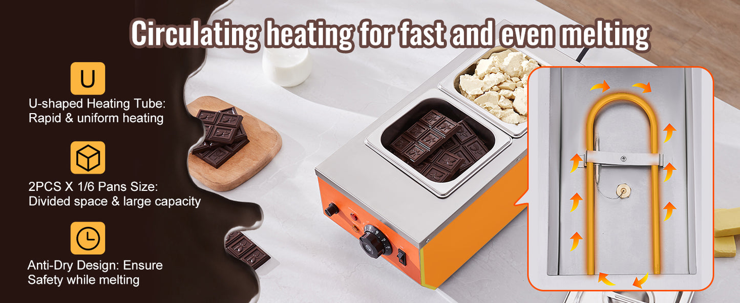 SucceBuy Double Cylinder Electric Chocolate Tempering Machine