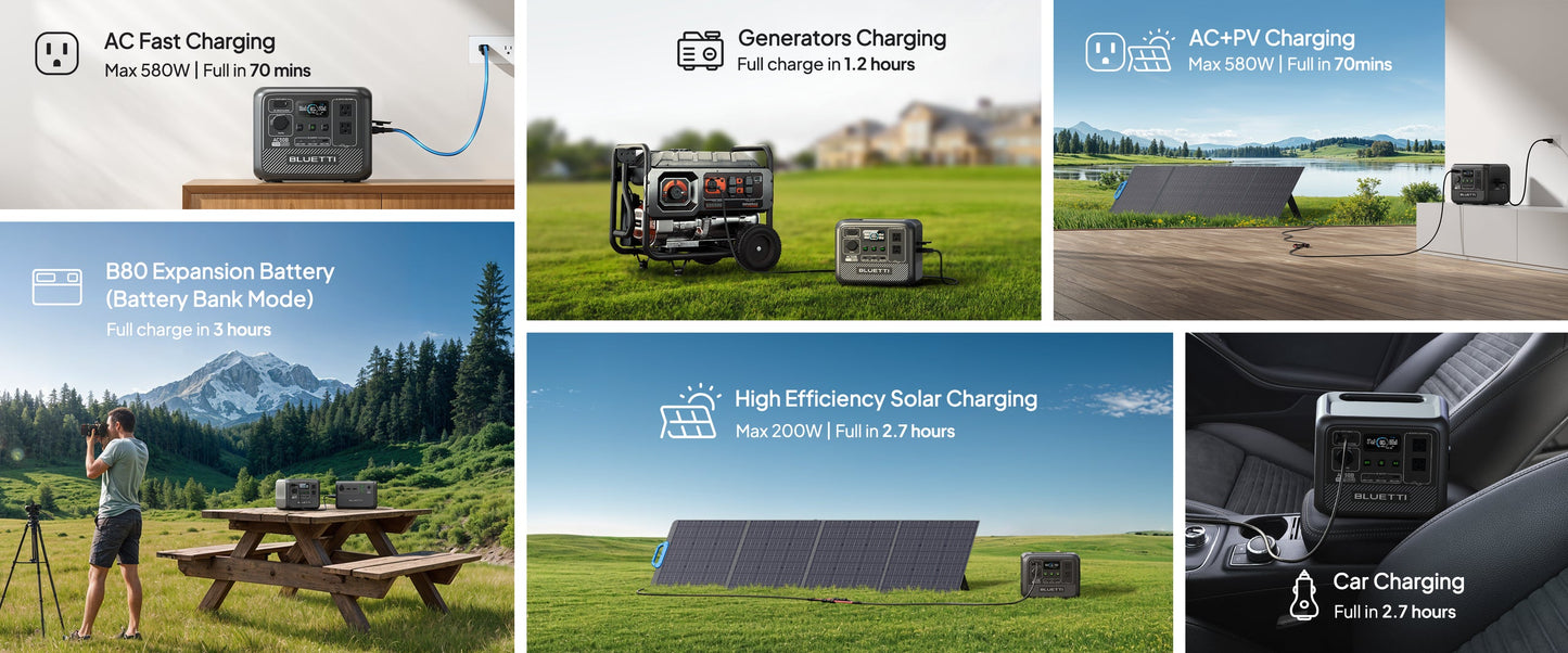 BLUETTI AC50B Portable Power Station | 700W 448Wh Compact Reliable Energy for Outdoor and Emergency Use
